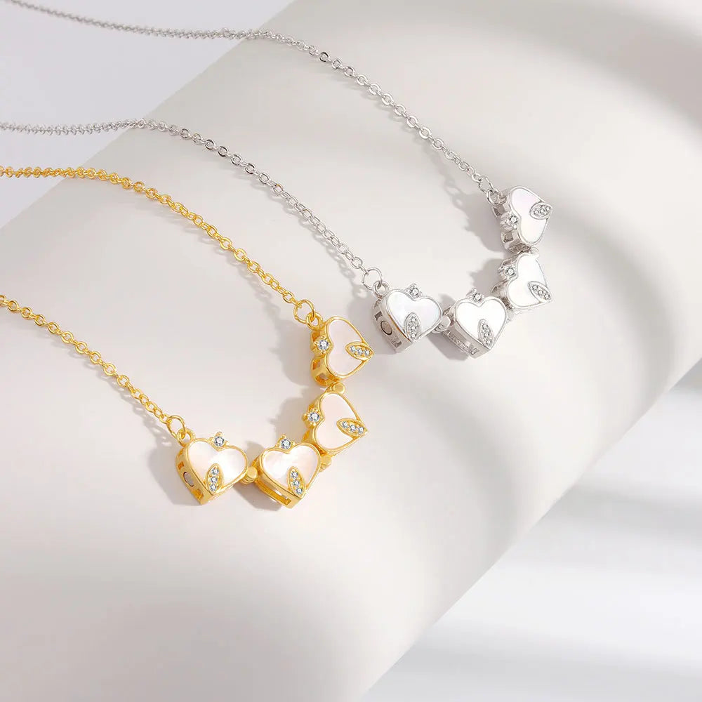Collar de Acero con Trébol y Corazón