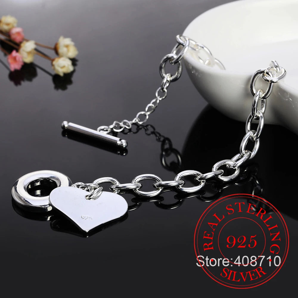 Pulsera de Plata 925 con Cierre de Corazón