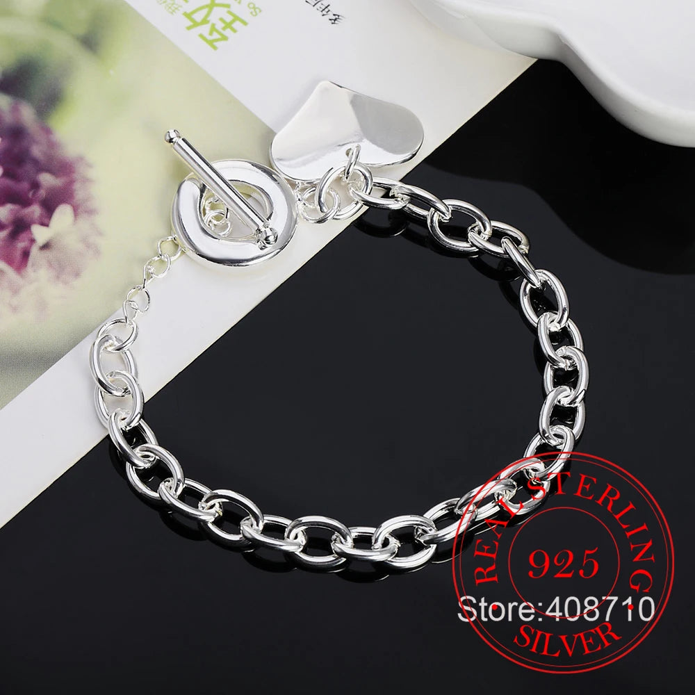Pulsera de Plata 925 con Cierre de Corazón
