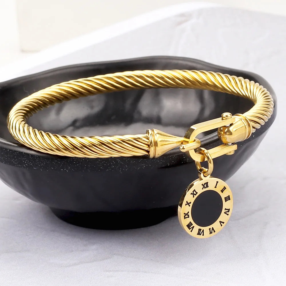 Pulsera de Acero con Concha Negra