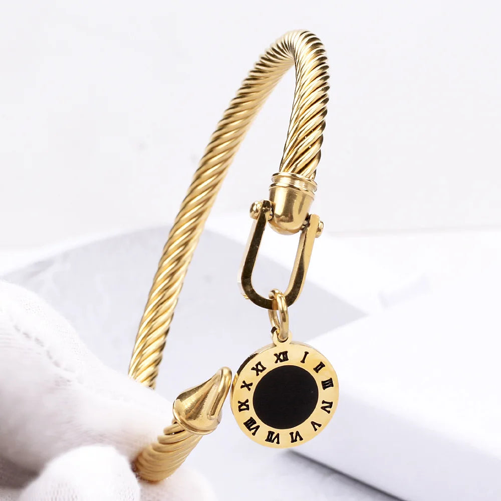 Pulsera de Acero con Concha Negra