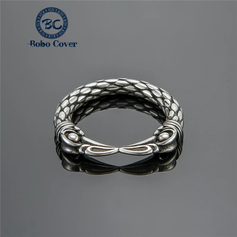 Anillo Vikingo de Acero con Pico de Águila