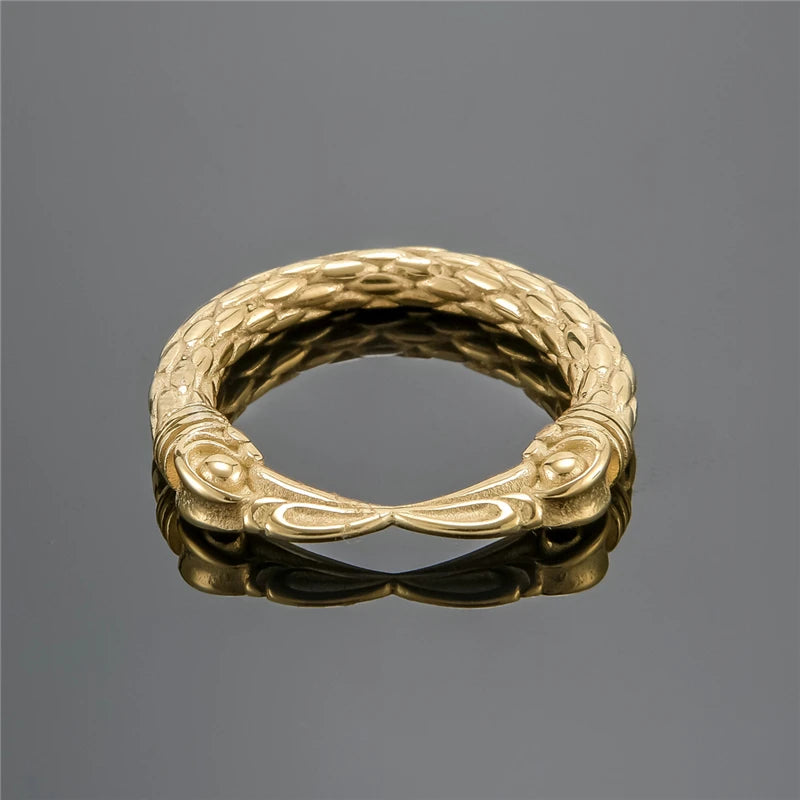 Anillo Vikingo de Acero con Pico de Águila