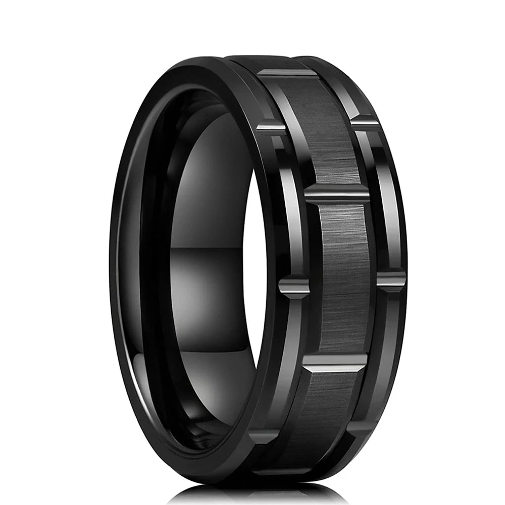 Anillo Plateado Mate de Acero de 8 mm