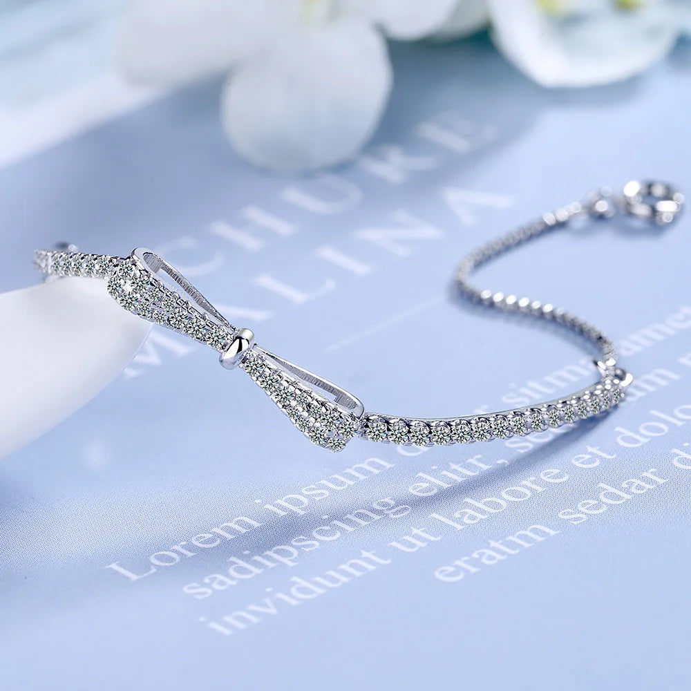 Pulsera Tennis de Plata 925 con Lazo