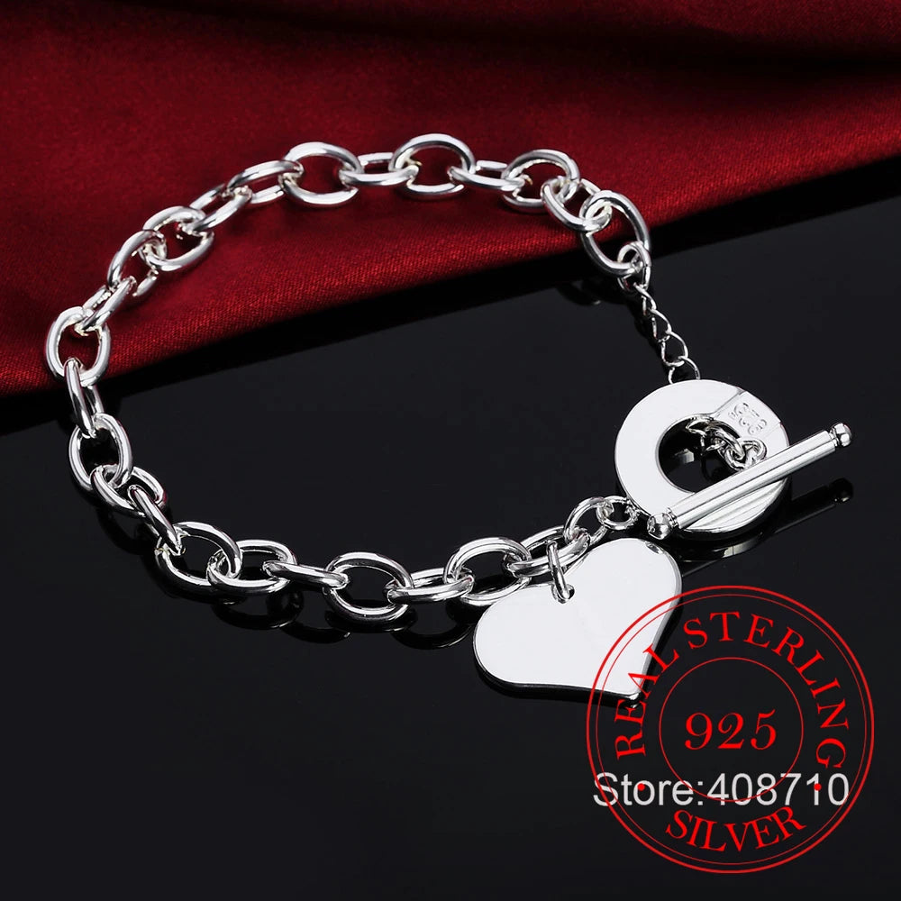 Pulsera de Plata 925 con Cierre de Corazón