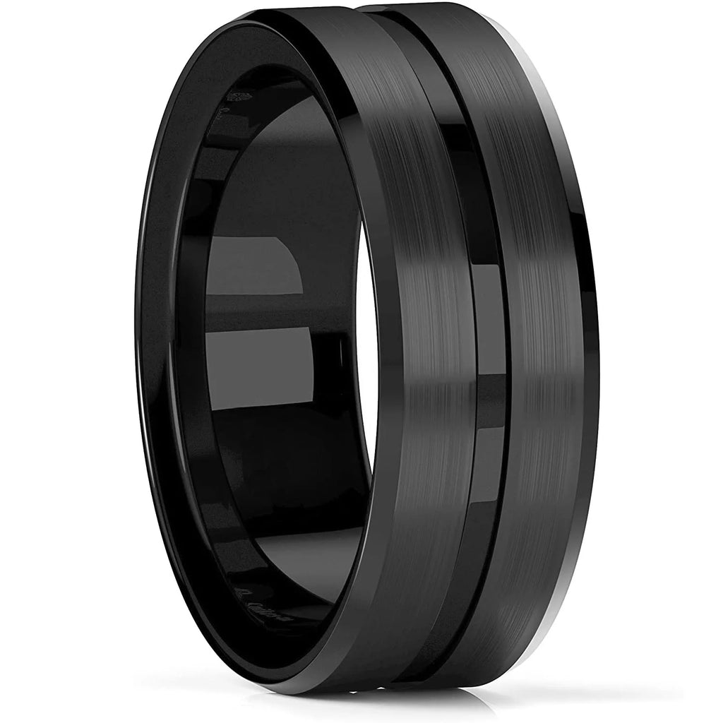 Anillo Plateado Mate de Acero de 8 mm