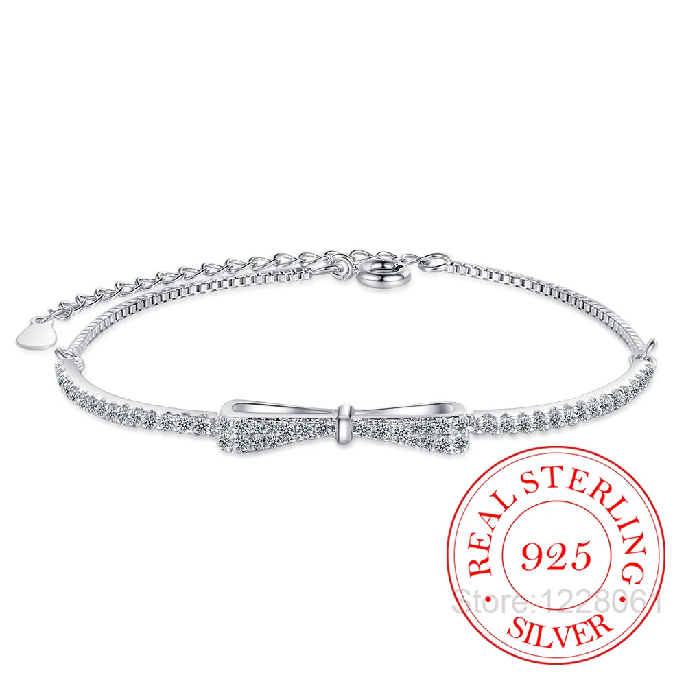 Pulsera Tennis de Plata 925 con Lazo