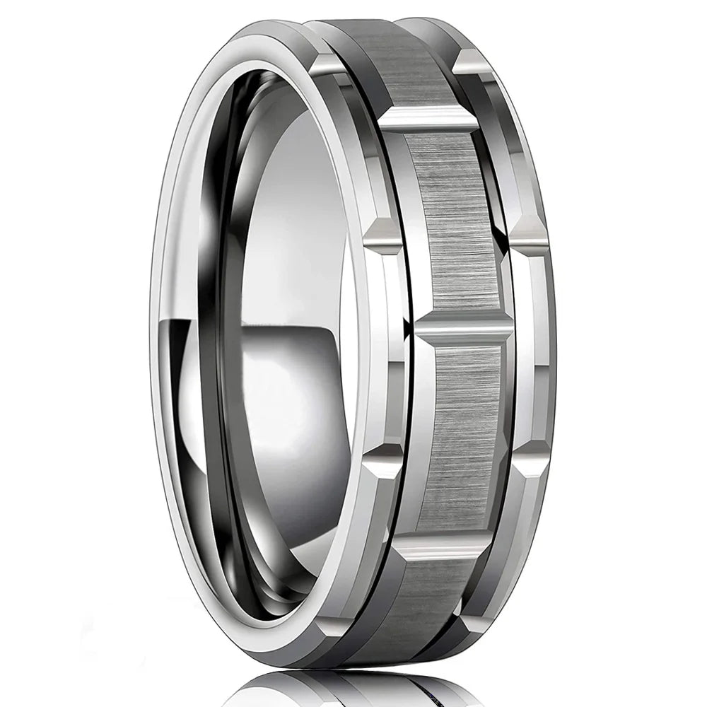 Anillo Plateado Mate de Acero de 8 mm