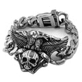 Pulsera Vintage de Acero con Calavera y Águila