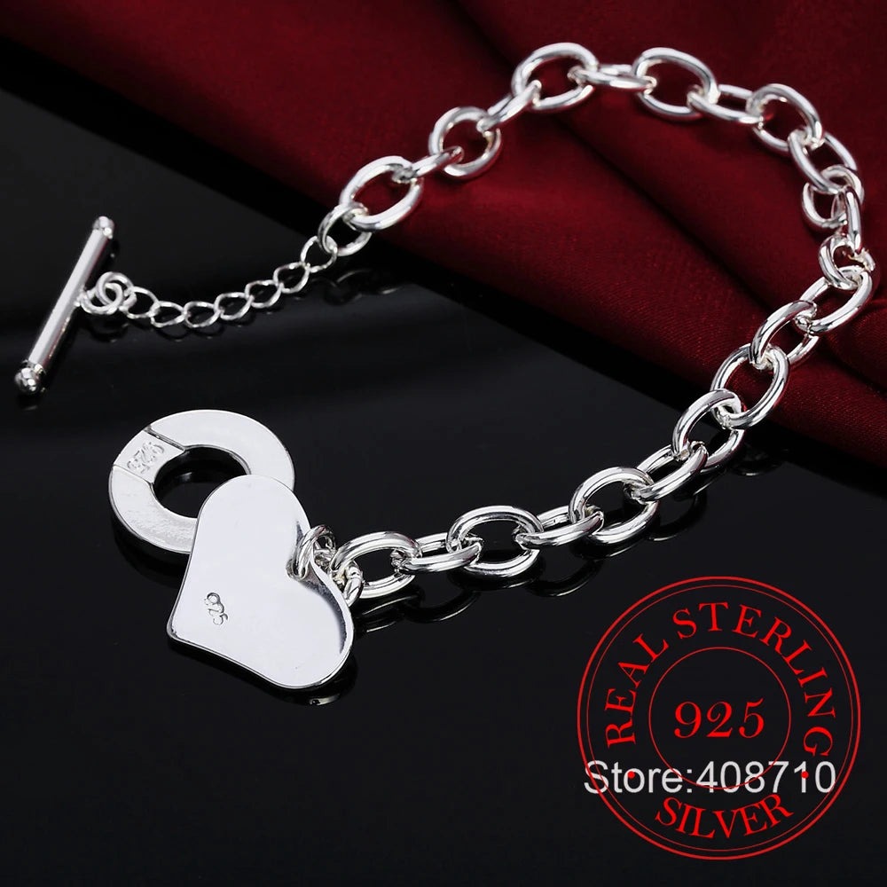 Pulsera de Plata 925 con Cierre de Corazón