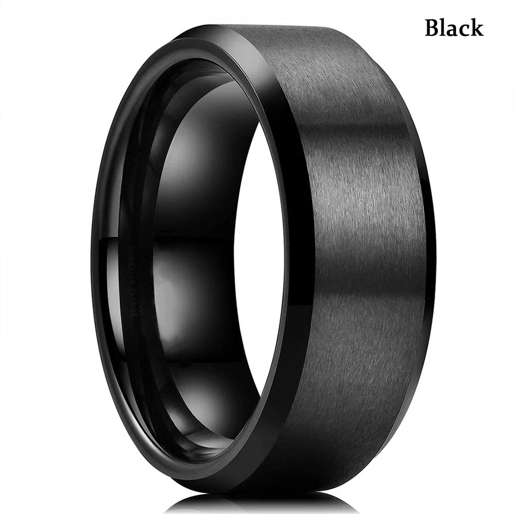 Anillo Plateado Mate de Acero de 8 mm