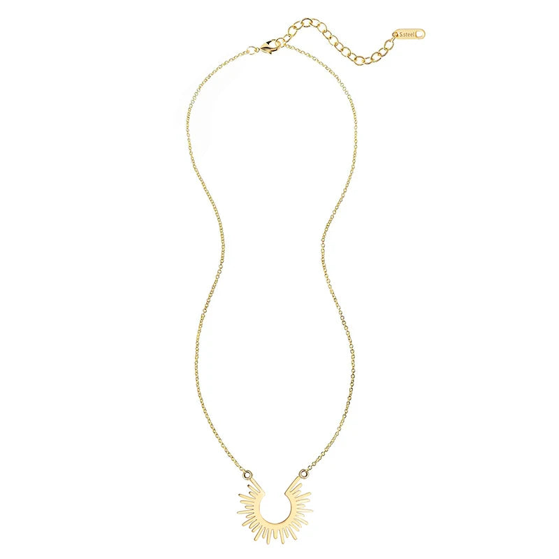Collar Geométrico Dorado con Semicírculo