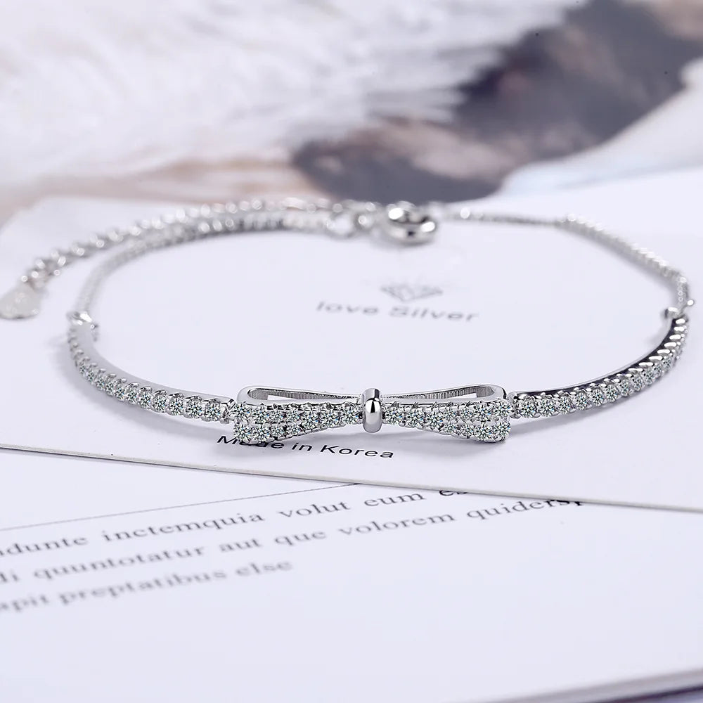 Pulsera Tennis de Plata 925 con Lazo