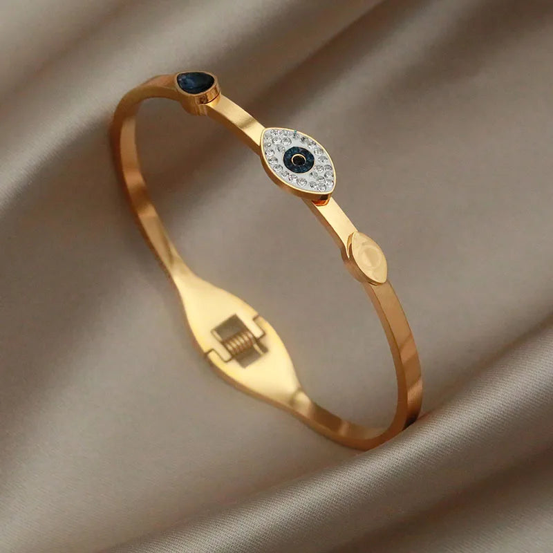 Brazalete de Acero con Ojo y Cristal