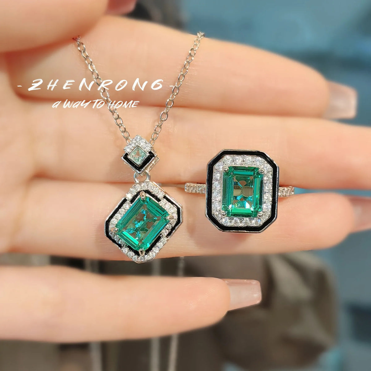 Conjunto Princesa de Plata 925 con Esmalte Negro