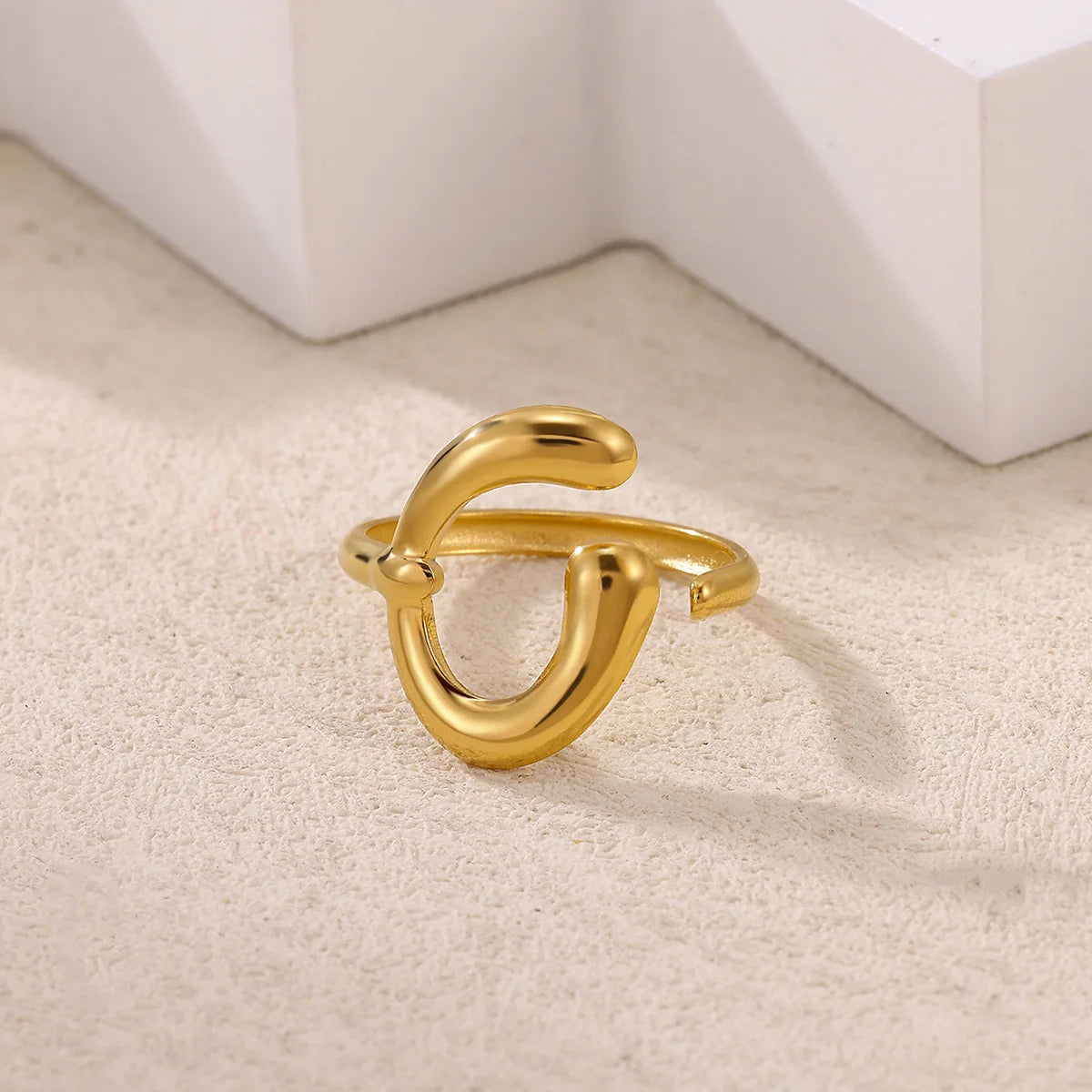 Anillo Geométrico Infinito de Acero Inoxidable Dorado para Mujer
