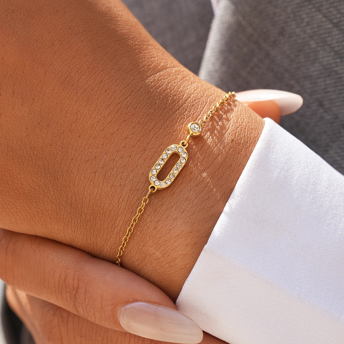 Pulsera Dorada de Acero con Circonitas