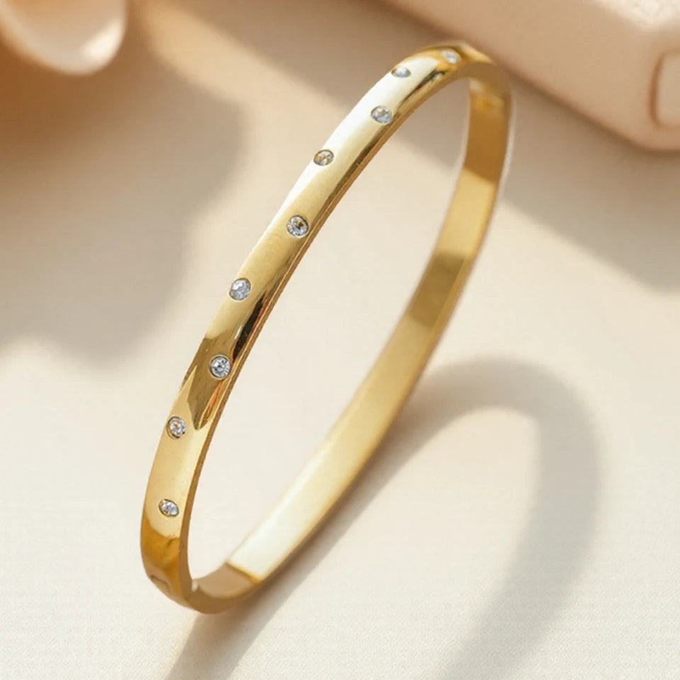 Pulsera Redonda de Acero con Circonitas