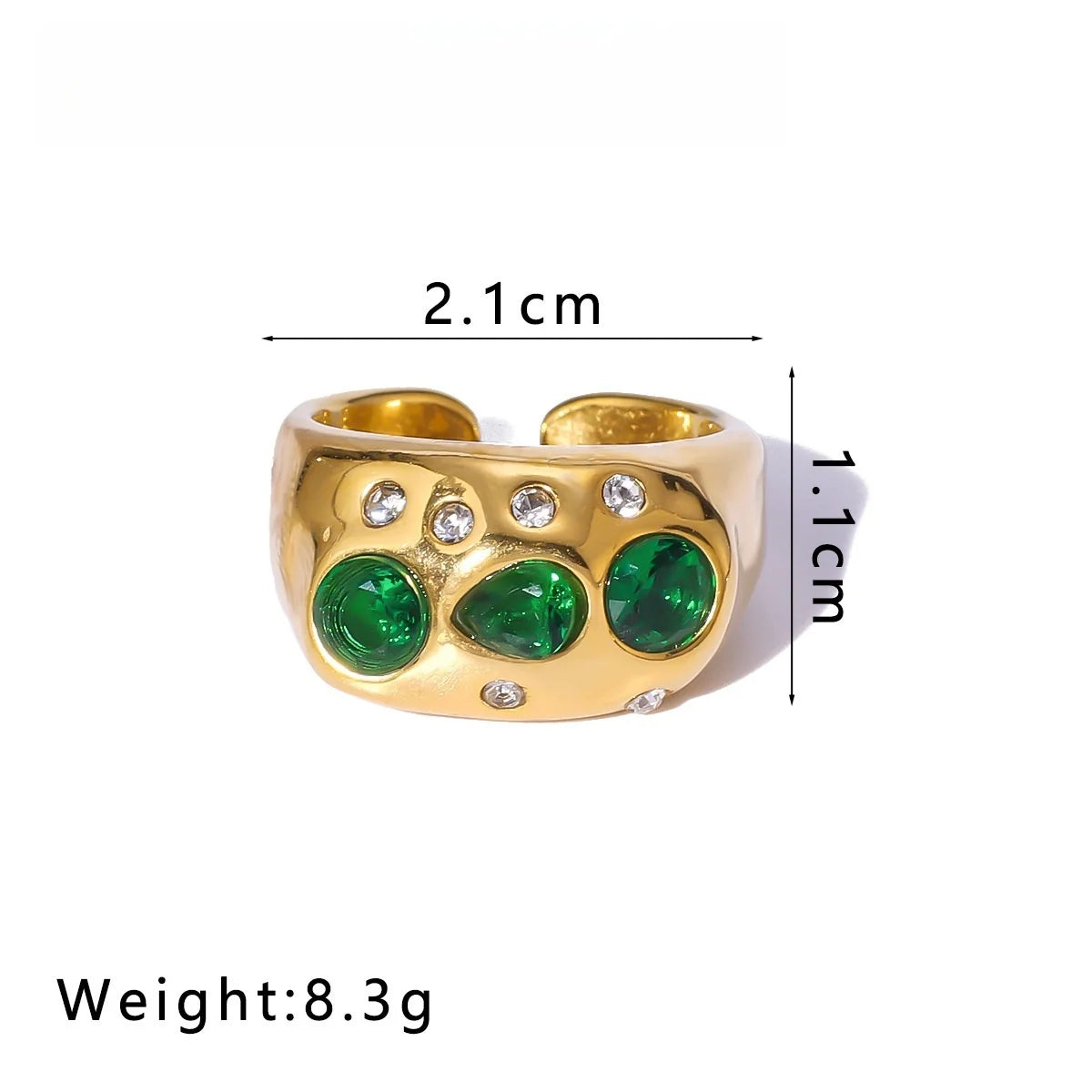 Anillo Ajustable Dorado con Cristales de Colores