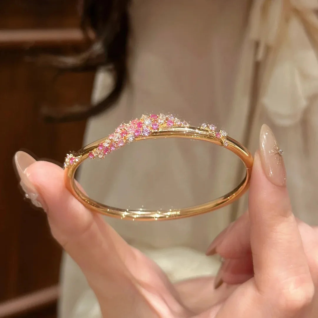Pulsera de Plata 925 con Flor Rosa Melocotón