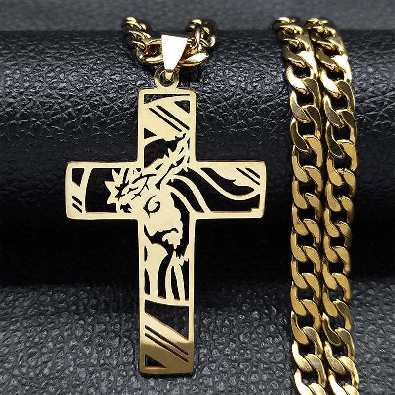 Collar de Acero con Cruz