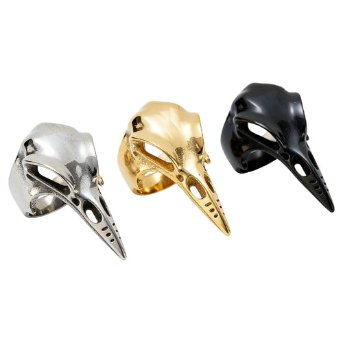 Anillo Gótico con Calavera y Pico de Pájaro