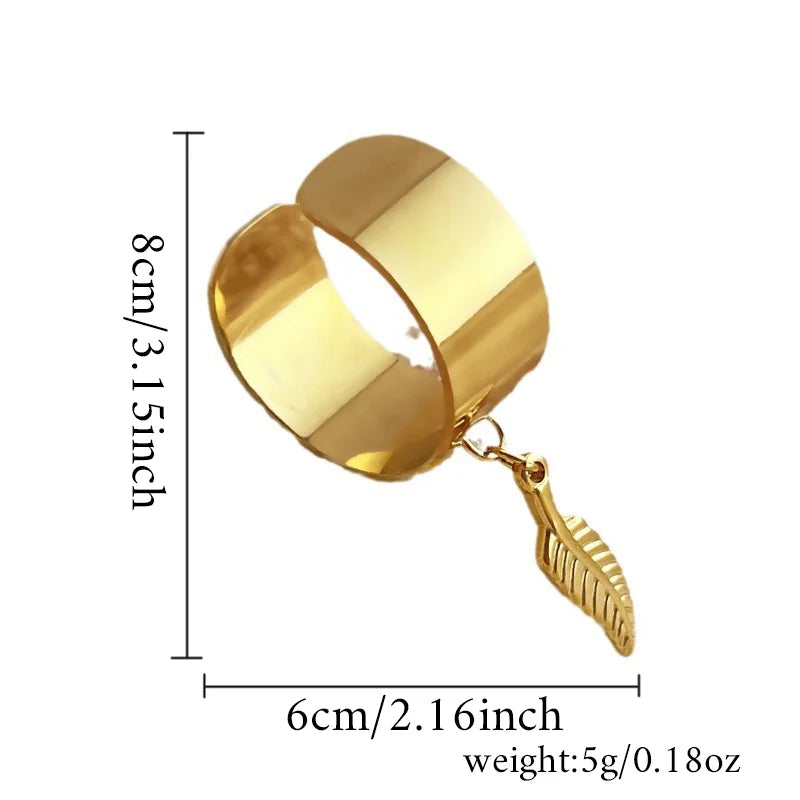 Anillo Abierto de Acero con Colgante