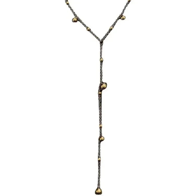 Collar Largo de Acero con Borla