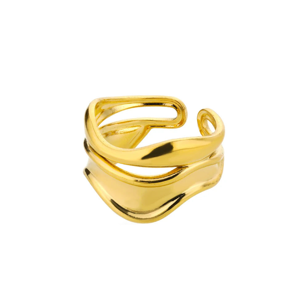 Anillo Abierto Dorado de Acero