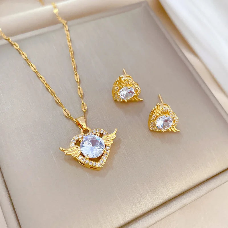 Conjunto de Acero con Cristal Austríaco