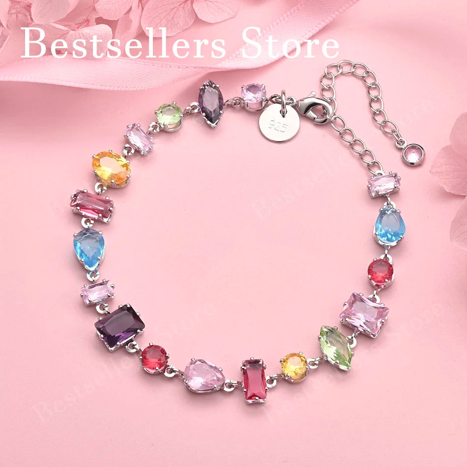 Pulsera de Plata 925 con Circonitas de Colores