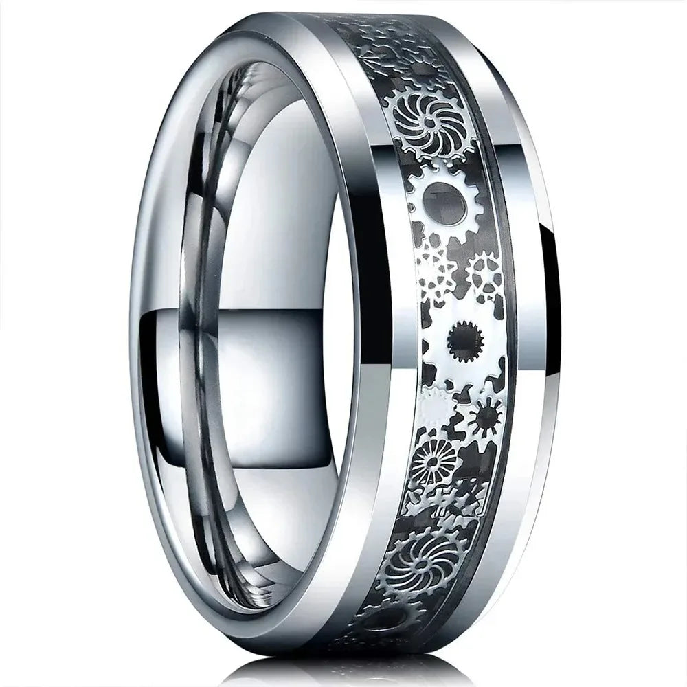 Anillo Plateado Mate de Acero de 8 mm