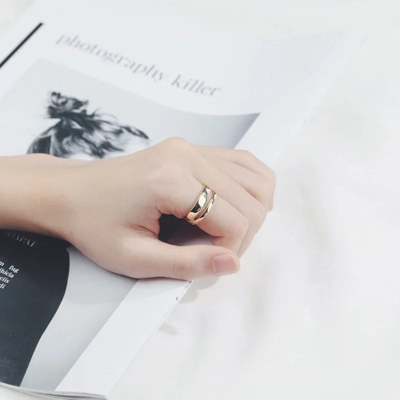 Anillo Doble Ajustable Geométrico Minimalista para Mujer