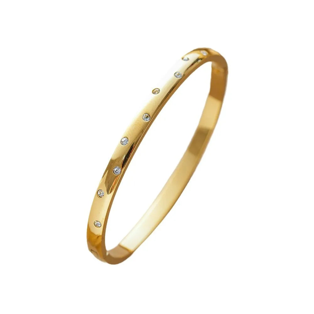 Pulsera Redonda de Acero con Circonitas