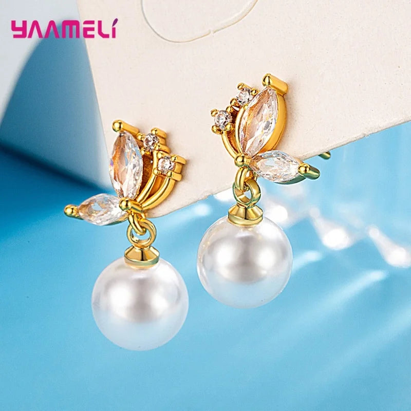 Pendientes de Plata 925 con Perlas y Circonitas