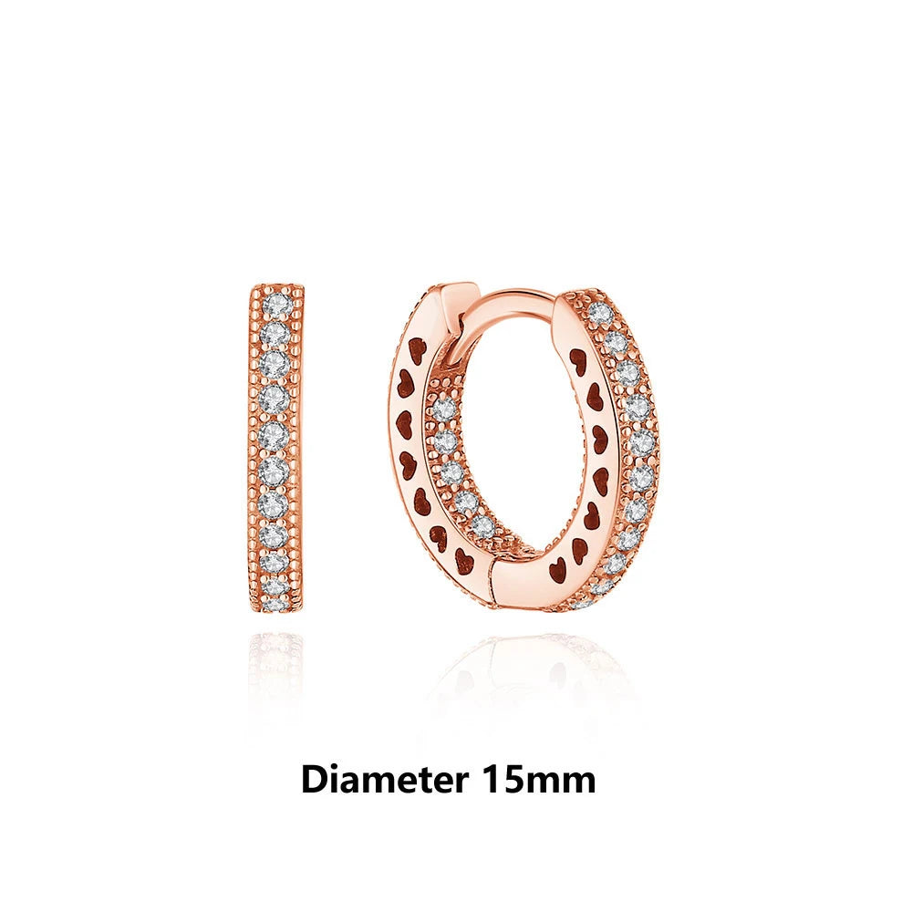 Aros de Corazón de Plata 925 en Oro Rosa