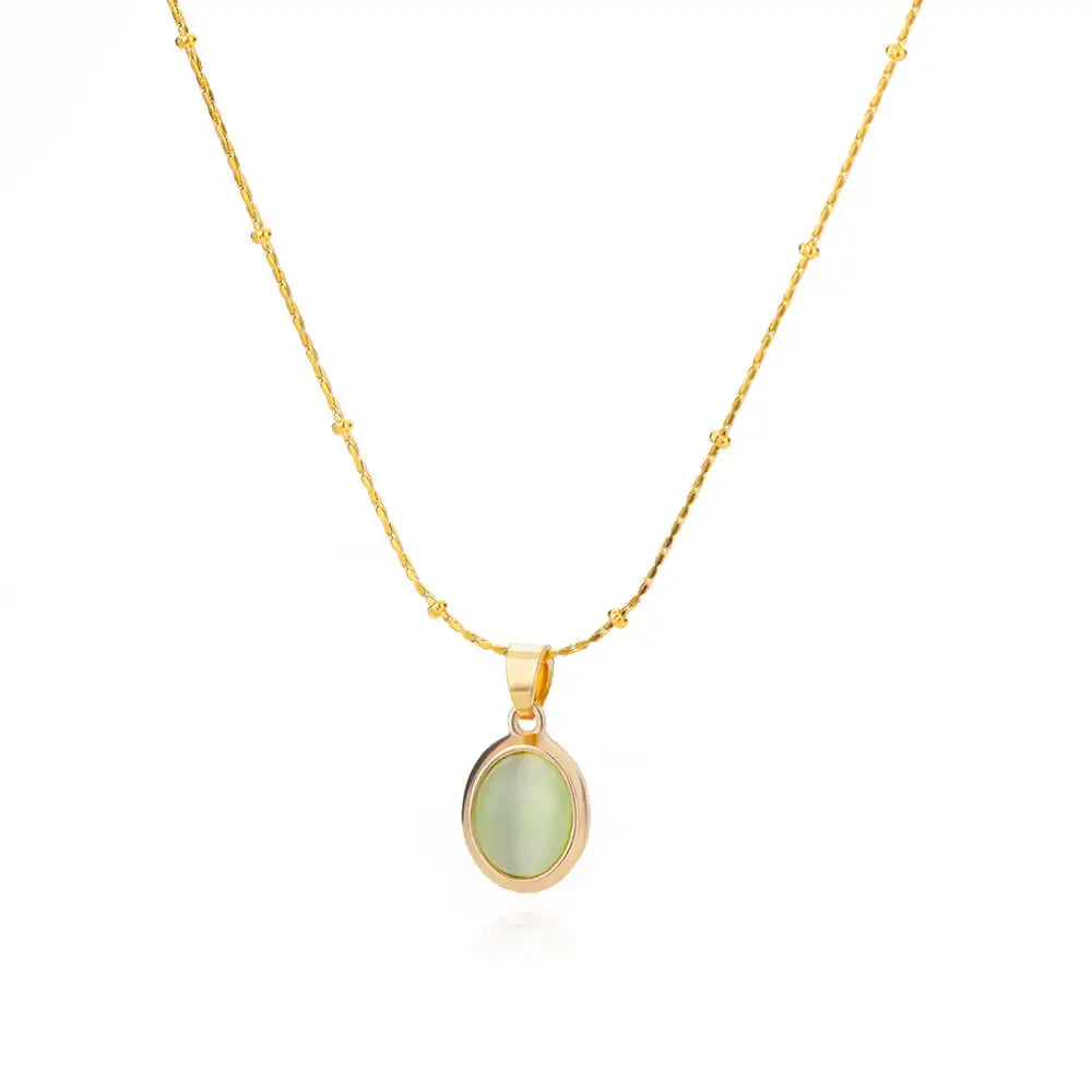 Collar Dorado de Acero con Piedra Natural