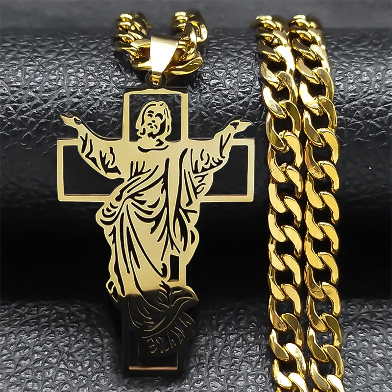 Collar de Acero con Cruz