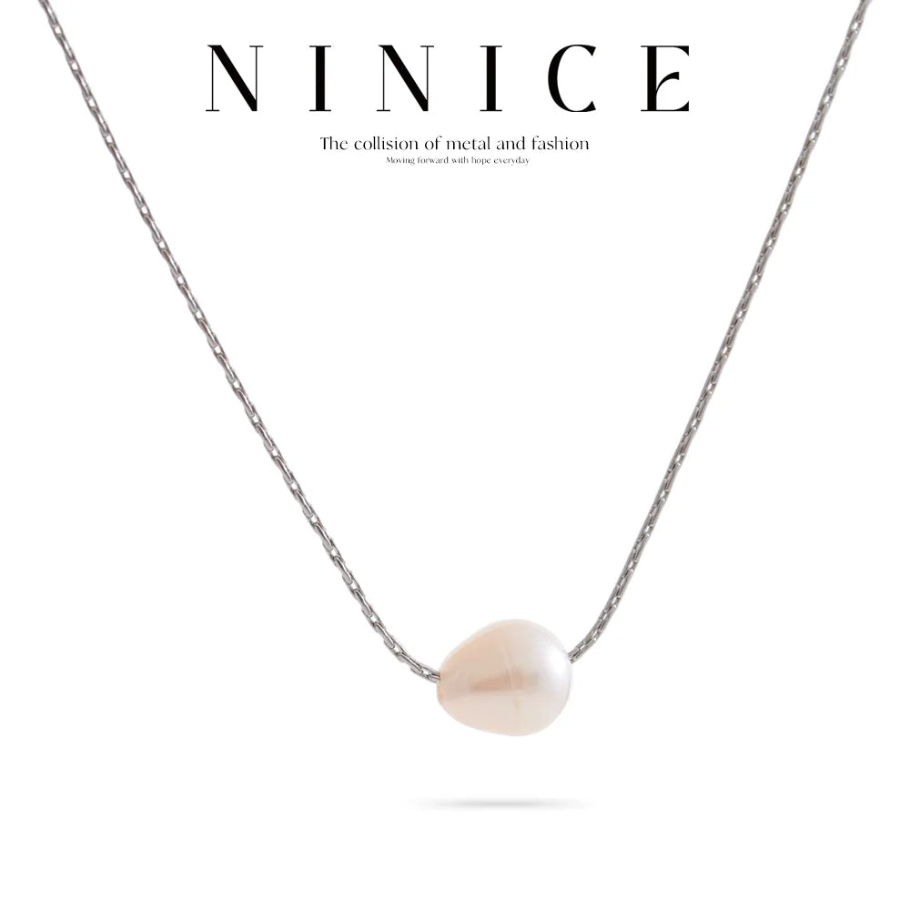 Collar de Acero con Perla de Agua Dulce