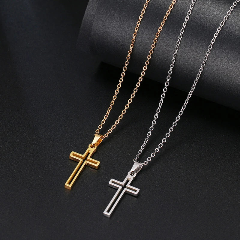 Collar Punk de Acero con Cruz