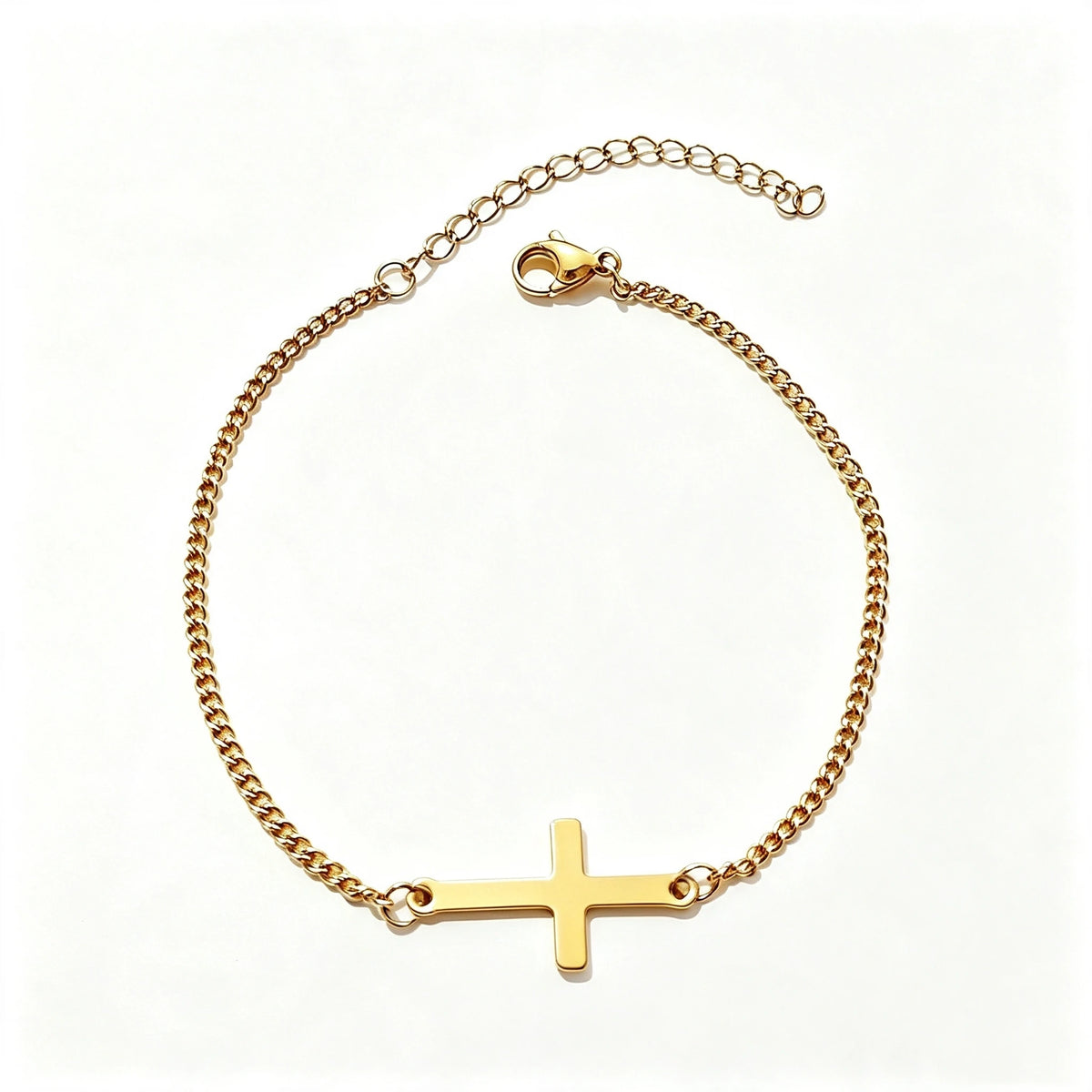 Pulsera Cristiana de Acero con Cruz
