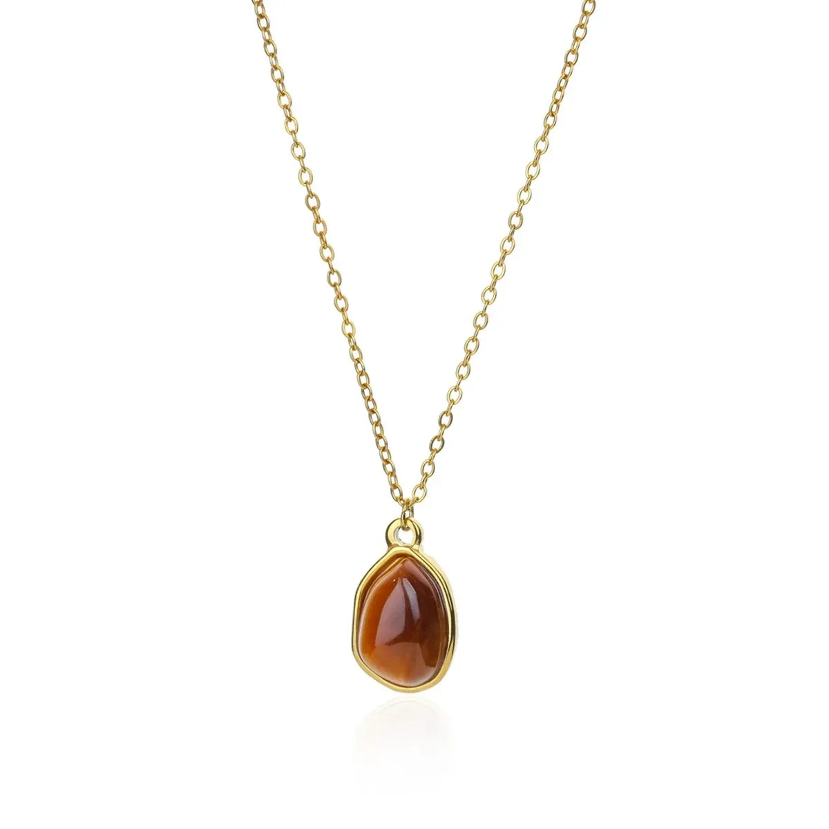 Collar Dorado de Acero con Piedra Natural