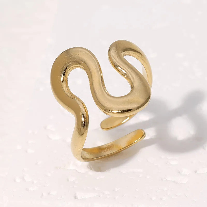 Anillo Abierto Dorado Impermeable