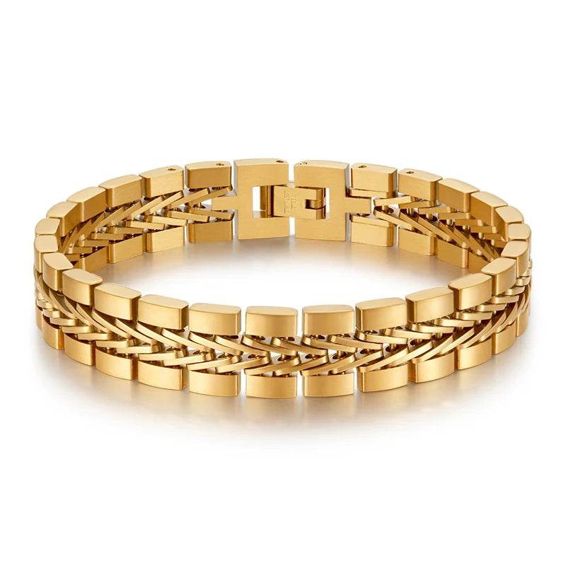 Pulsera Punk de Acero Chapada en Oro