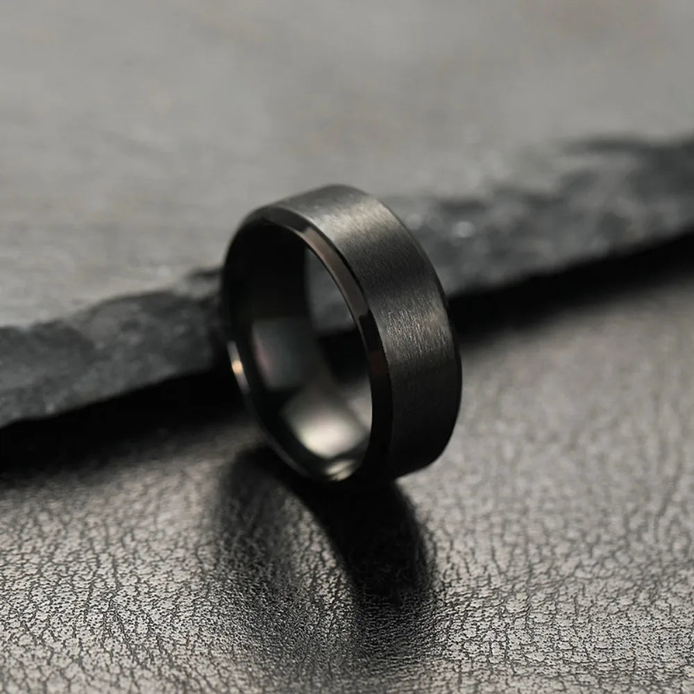 Anillo Negro Mate de Acero