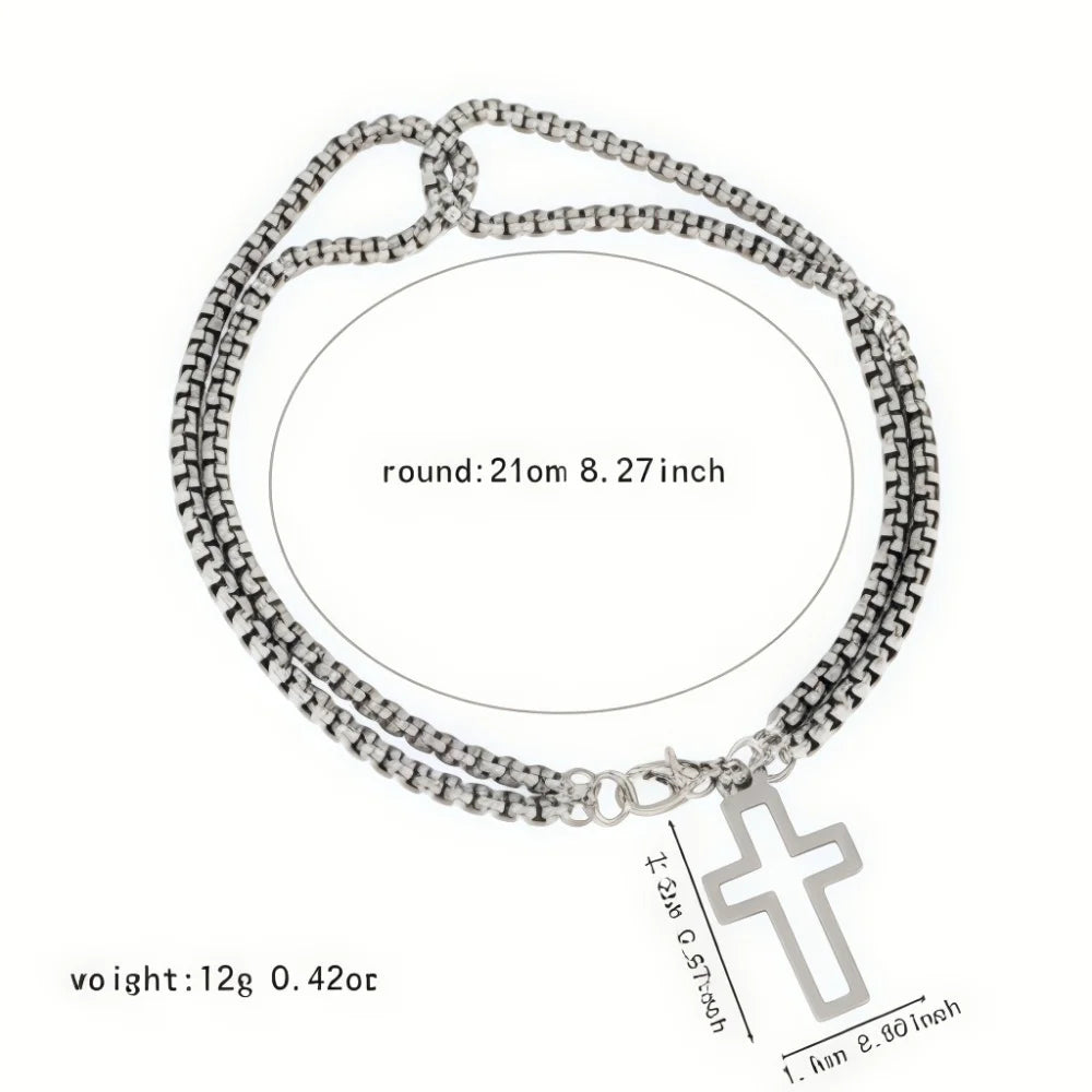 Pulsera Doble de Acero con Diseño Cruzado