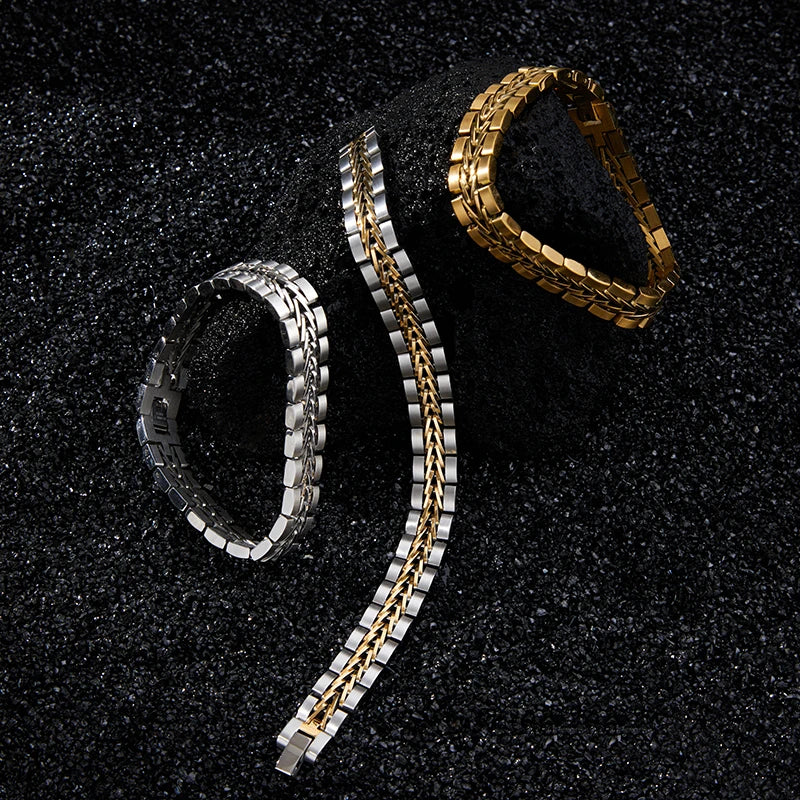 Pulsera Punk de Acero Chapada en Oro