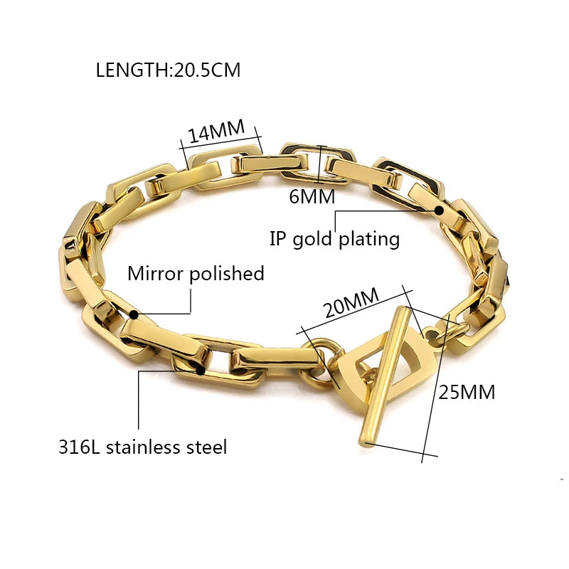 Pulsera Geométrica de Acero con Cierre en T