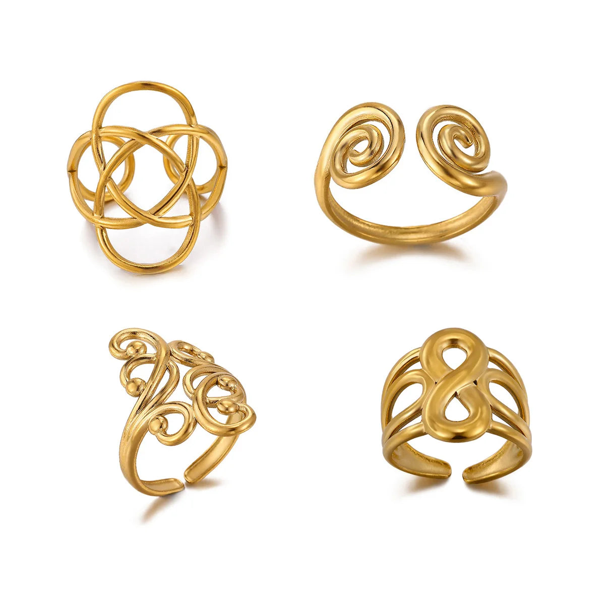 Anillo Geométrico Infinito de Acero Inoxidable Dorado para Mujer